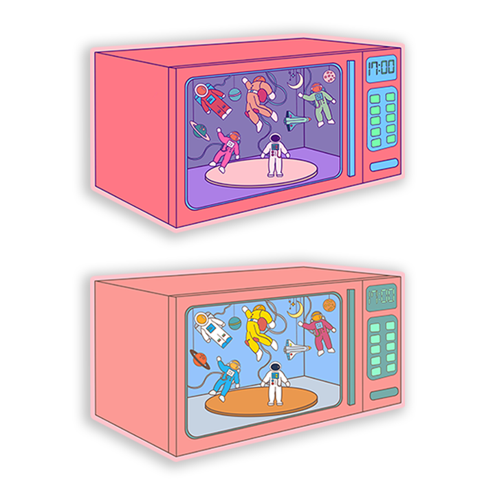 Microwave Astronaute Die Cut Sticker Set of 2
