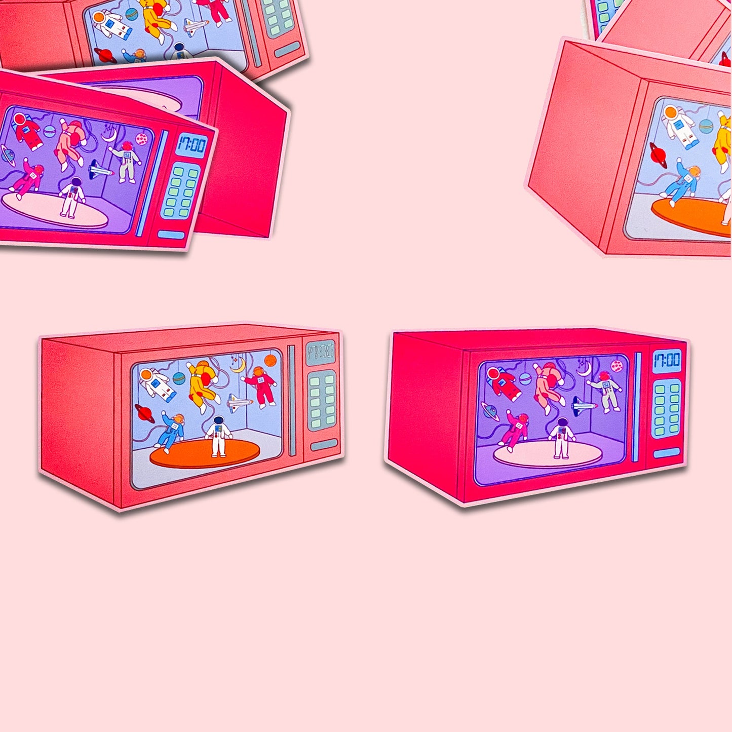 Microwave Astronaute Die Cut Sticker Set of 2