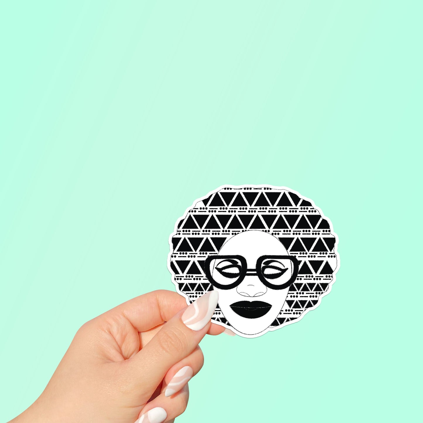 Square Afro II Die Cut Sticker