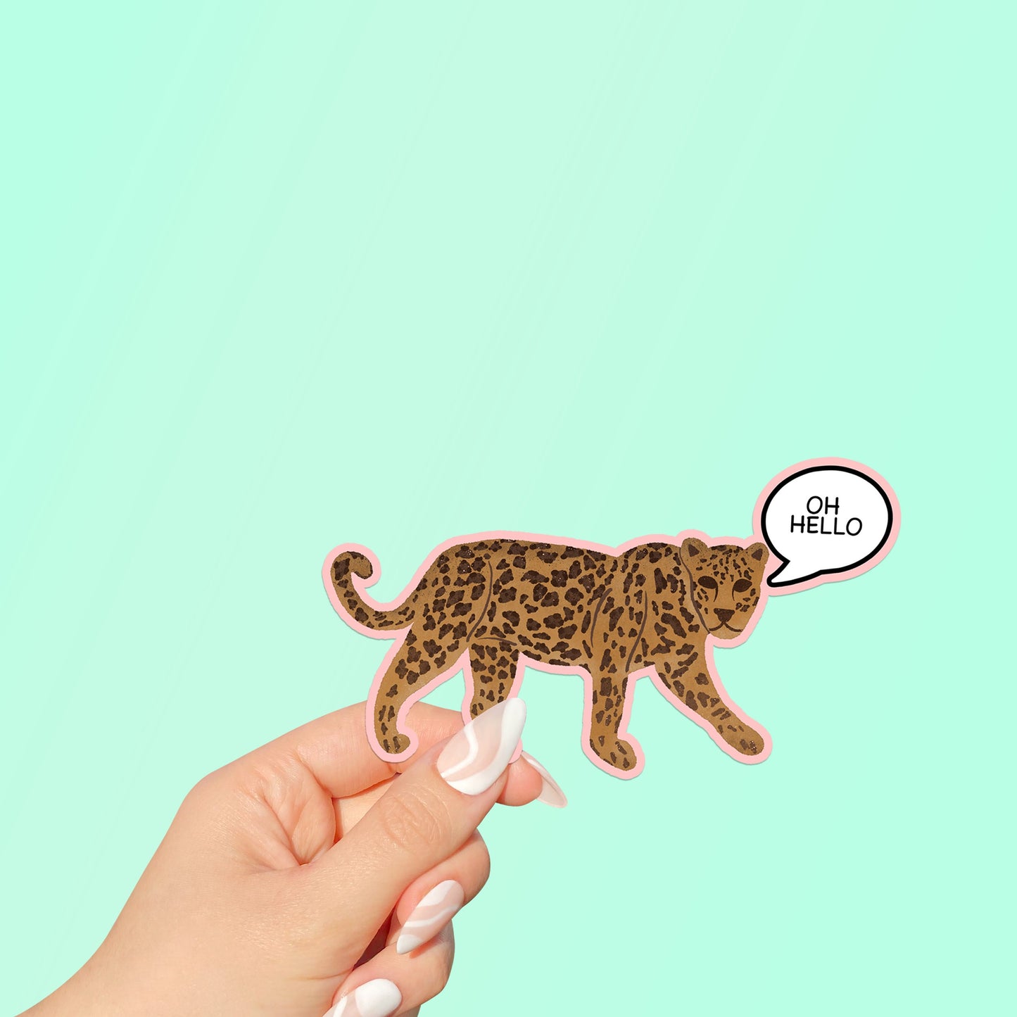 Oh Hello Leopard Die Cut Sticker Set of 2