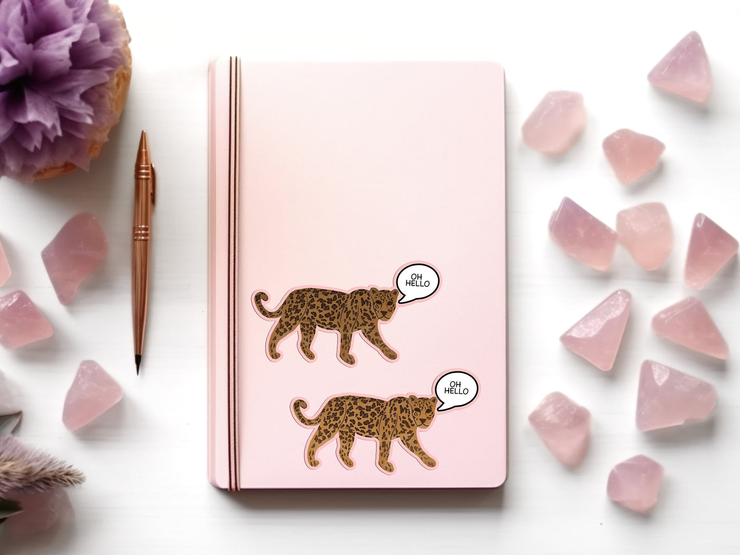 Oh Hello Leopard Die Cut Sticker Set of 2