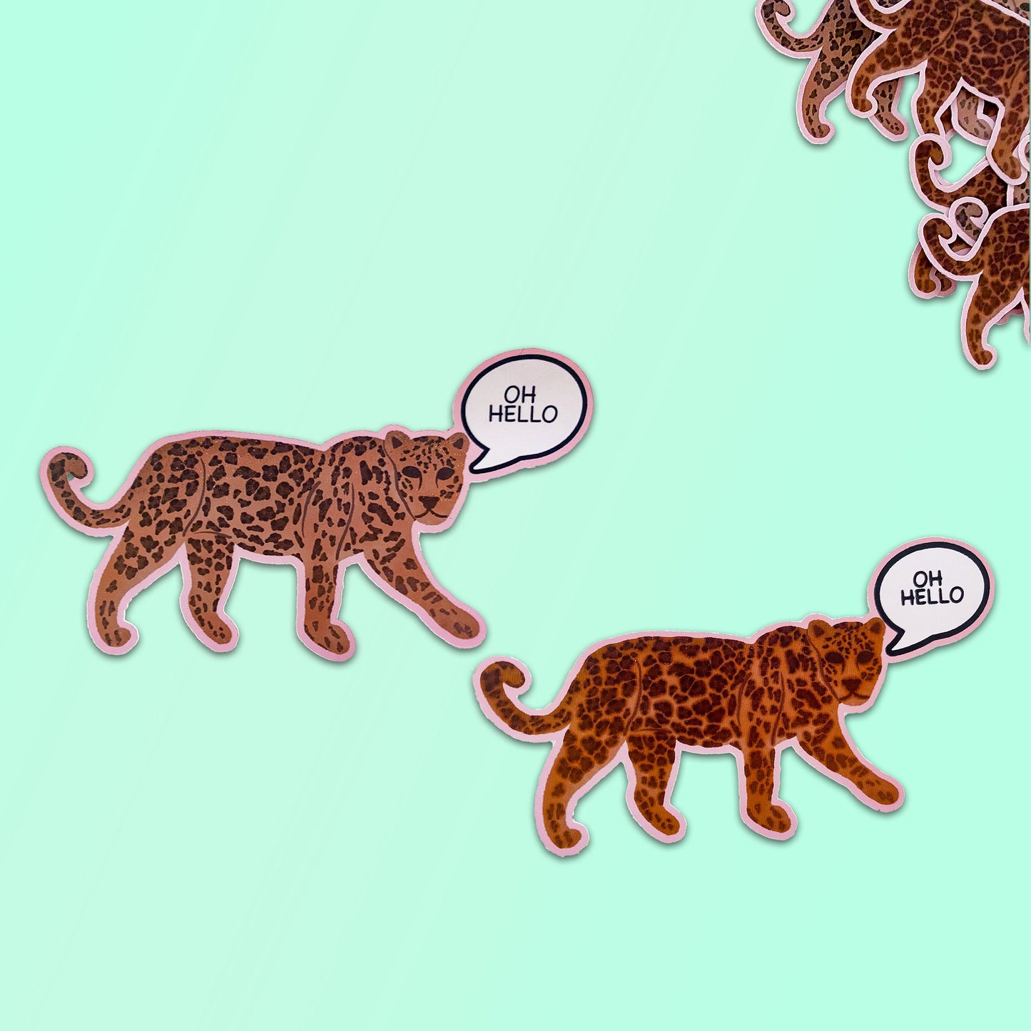 Oh Hello Leopard Die Cut Sticker Set of 2