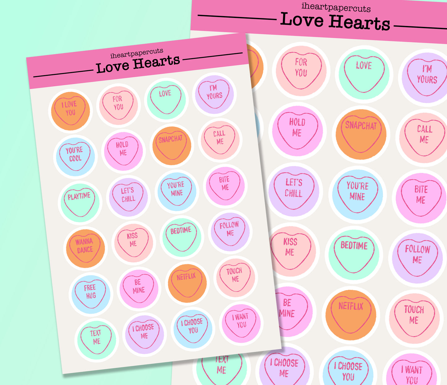 Love Hearts Sticker Sheet