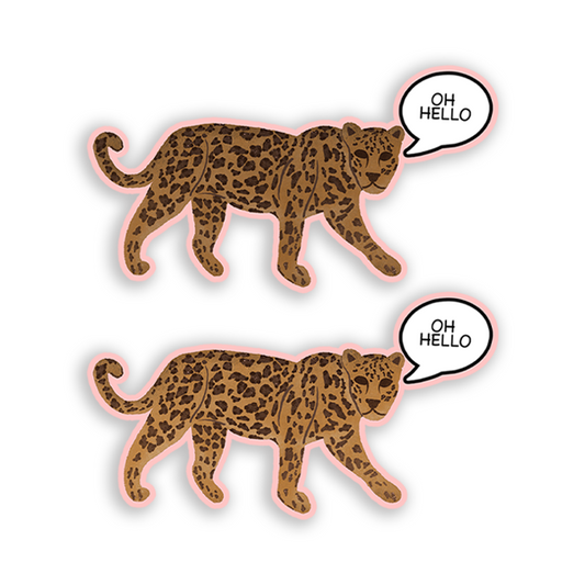 Oh Hello Leopard Die Cut Sticker Set of 2