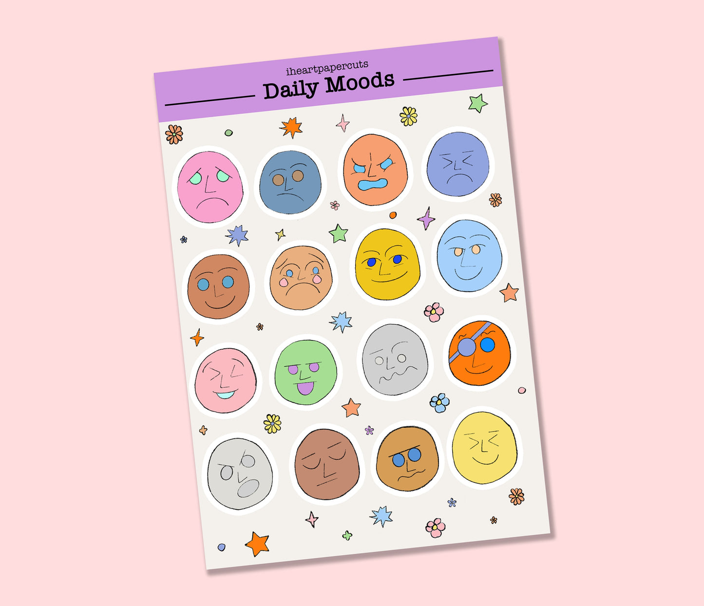 Moods Tracker sticker sheet